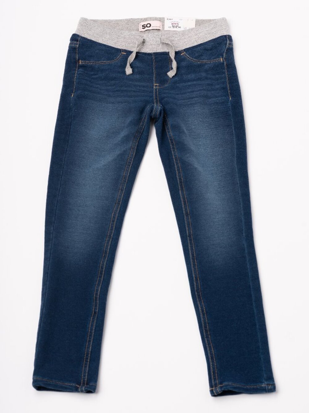 NWT SO Girls Mid Rise Ribbed-Waist Superstretch Jeggings Size 7 Dark Wash
